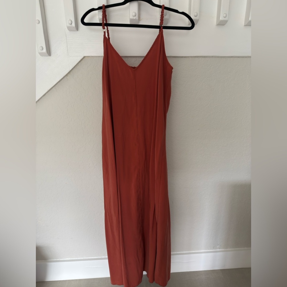 Zara Rust-Toned Slip Dress with Thin Straps
